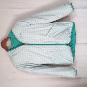 Columbia Girls Reversible Teal Plaid Water Resistant Omni-Shield Jacket Size L